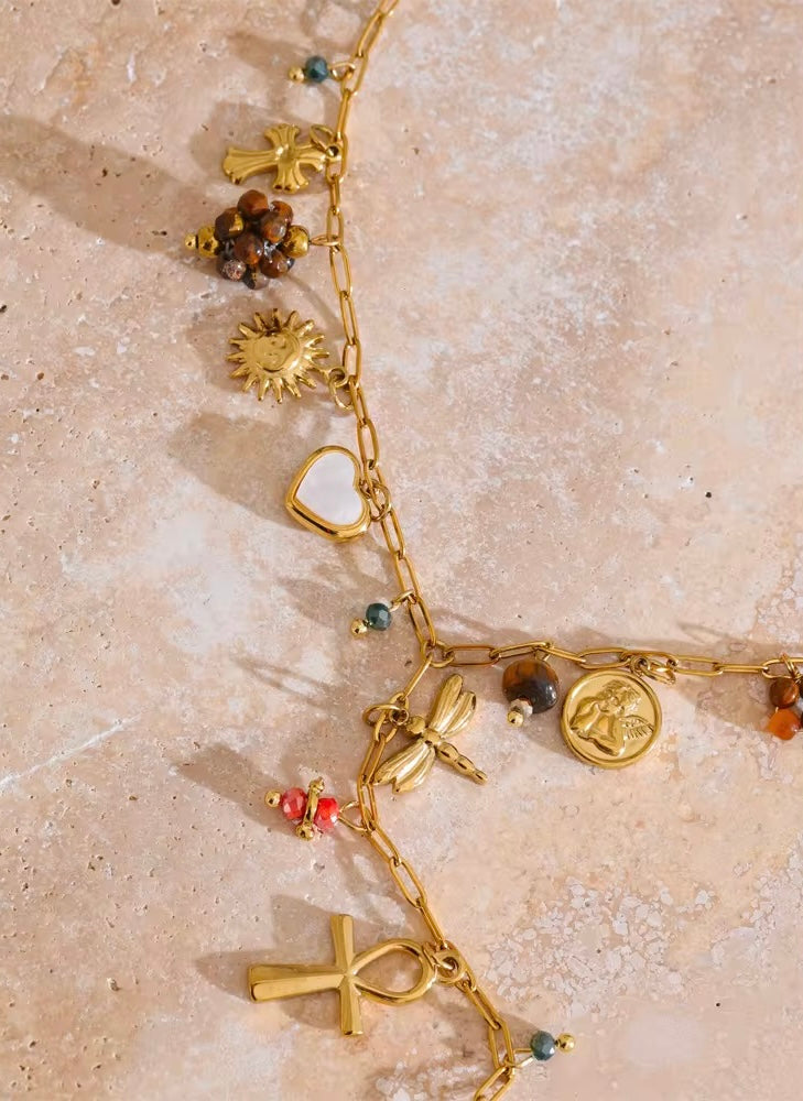 Wing Cross Heart Necklace