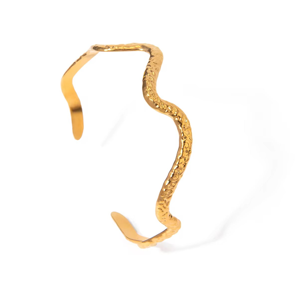 HAMMERED WAVE OPEN CUFF BANGLES