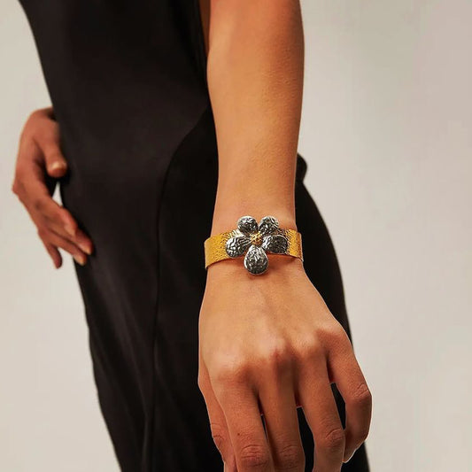 Dual Tone Flower Bracelet