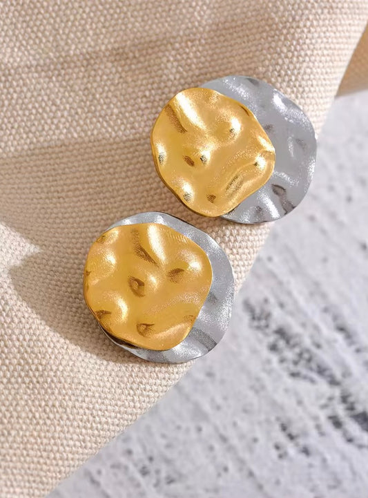 Amber Silver & Gold Plate Earring