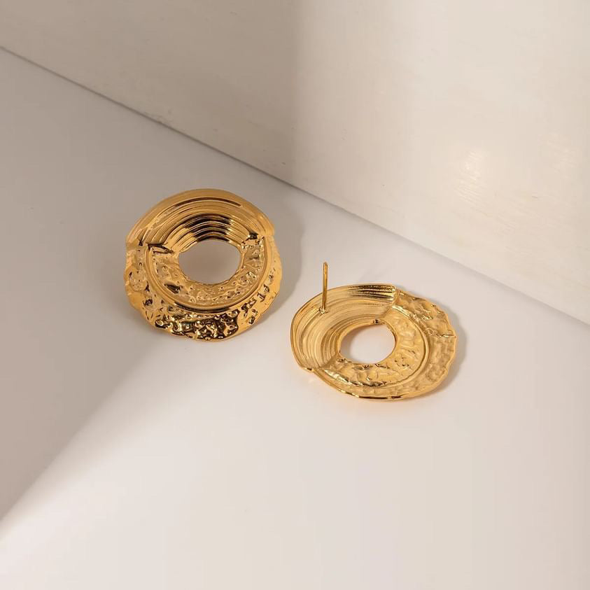 Hammered Textured Round Stud Earrings