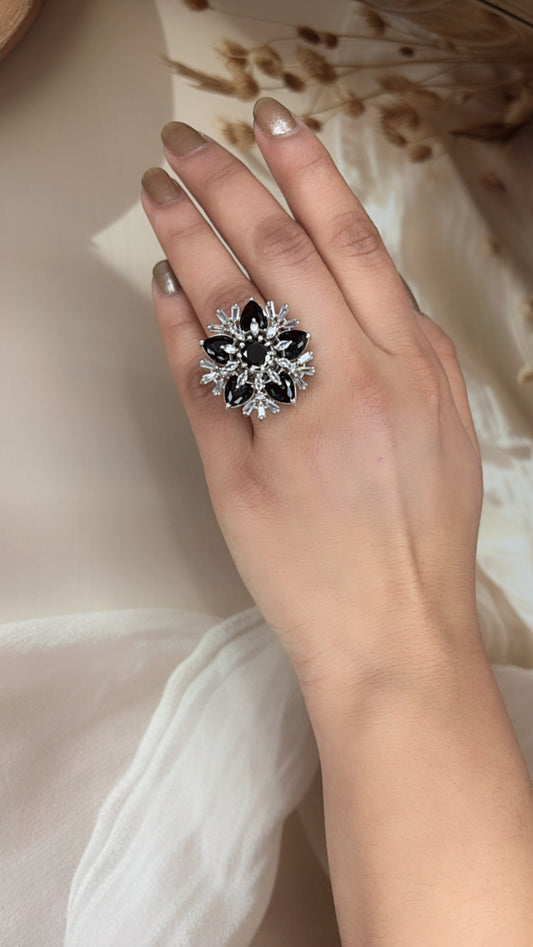 White Leaf Diamond Ring