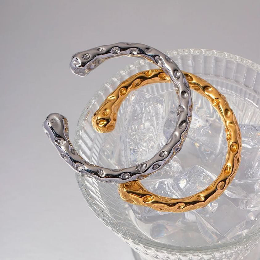 Hammer Silver Plated Open Bracelet