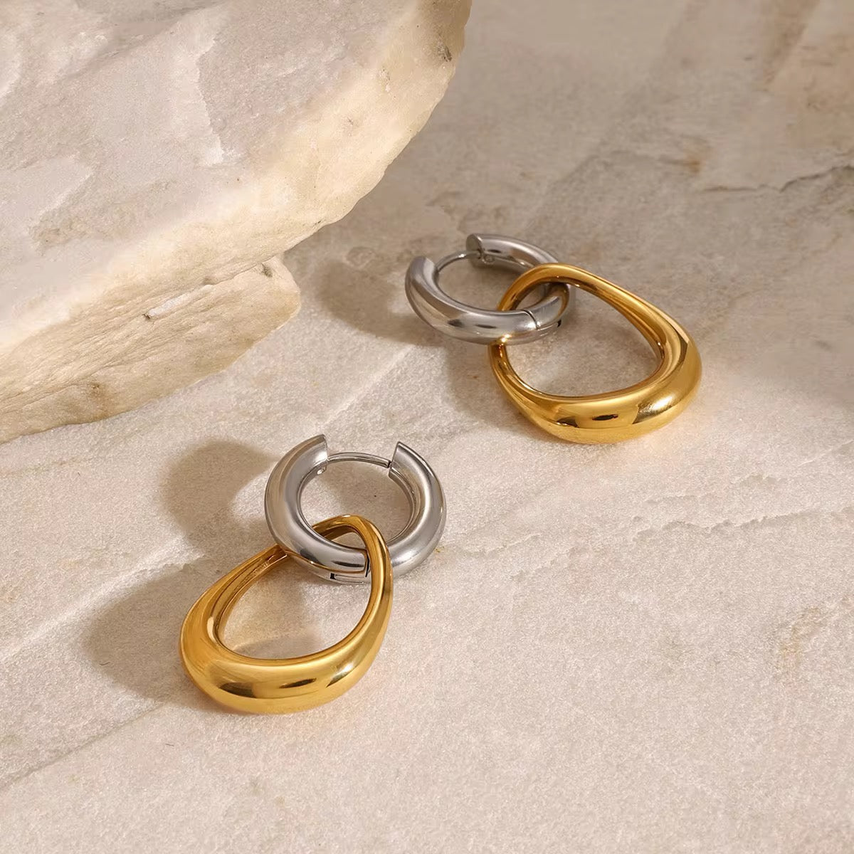 Two-Tone Linked Earrings