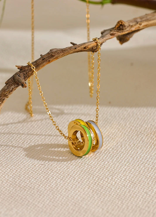 Enamel Three Round Pendant