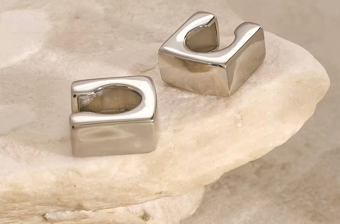 Block Ear Cuff Silver