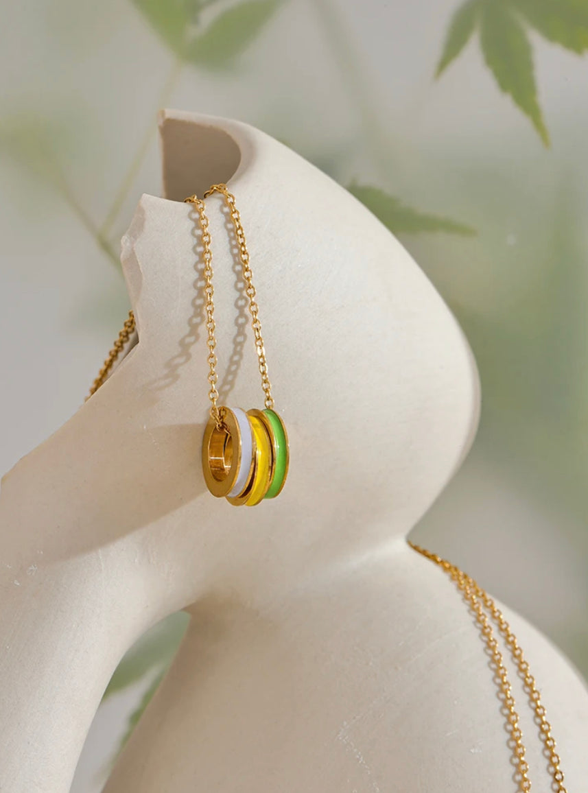 Enamel Three Round Pendant