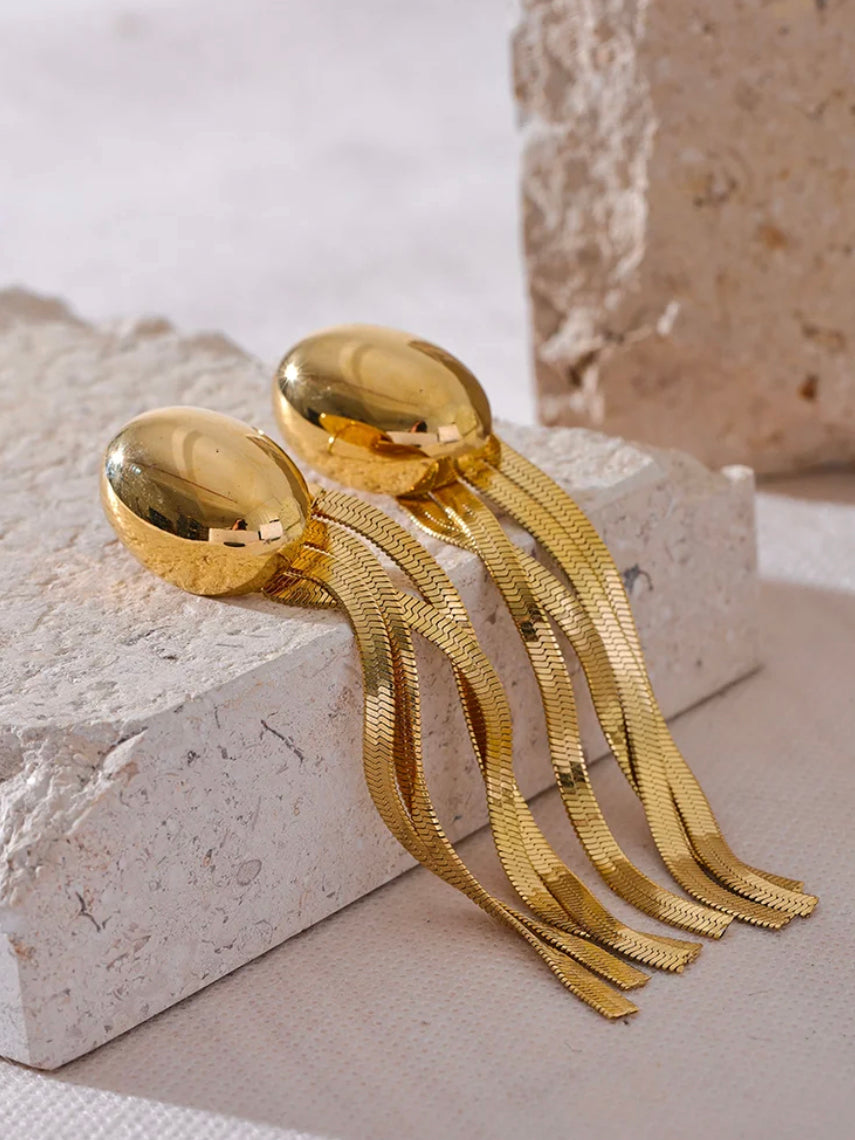 Oval Tassel Hanging chain Earring