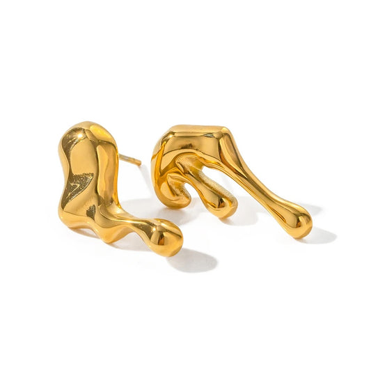 18k Gold Plated  Melting Ice Design Stud Earring 💧