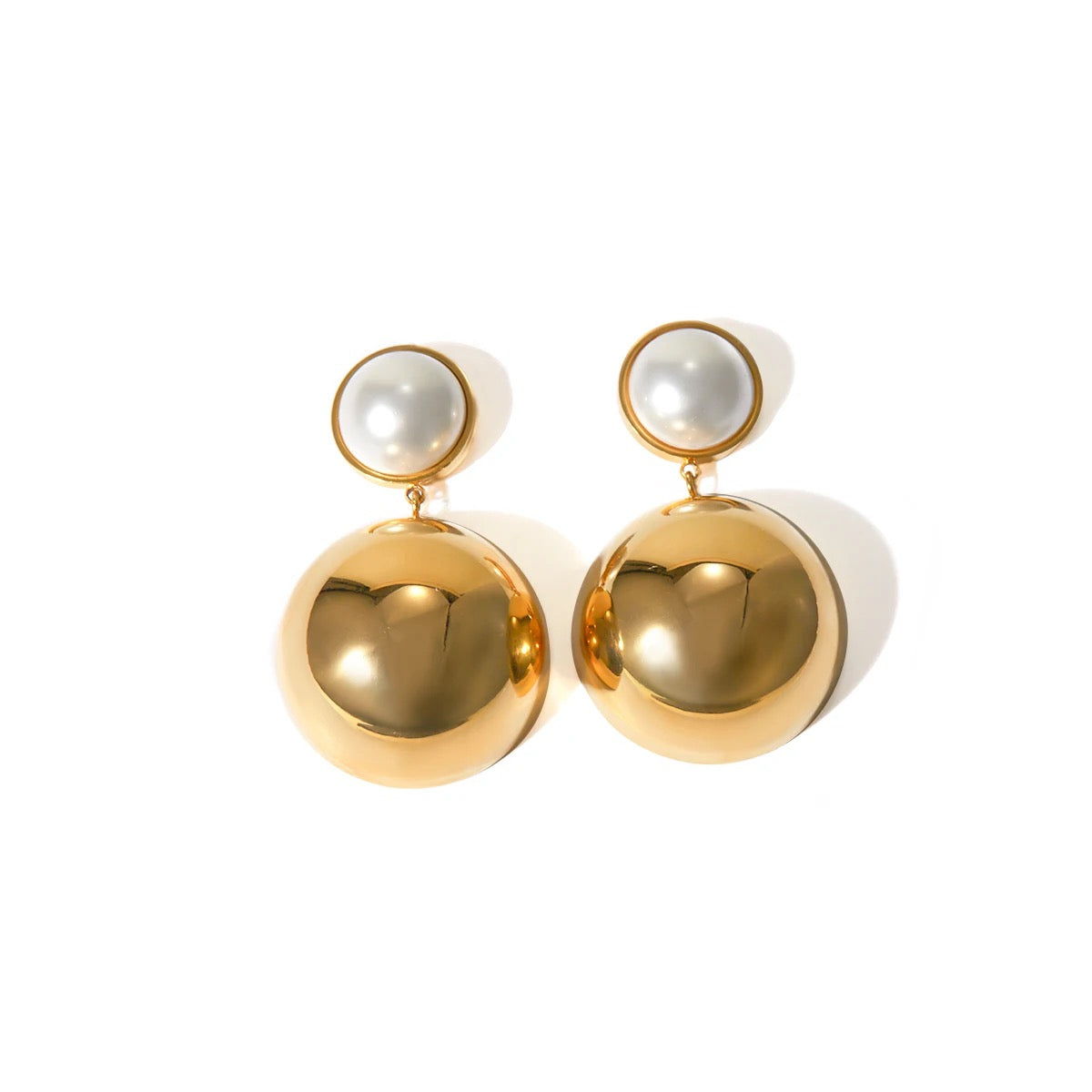 Pearl Hemisphere Gold Plated Drop Earring // Aditi rao