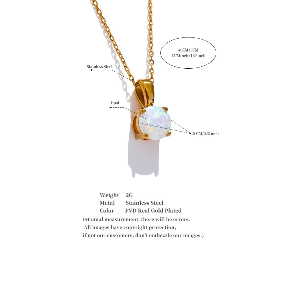 Minimalist Opal Pendant Necklace