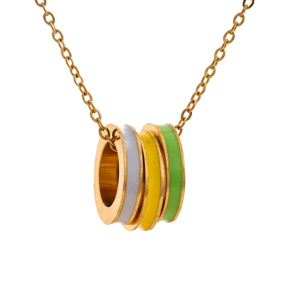 Enamel Three Round Pendant