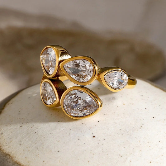 18K Gold Plated Zirconia Open Ring