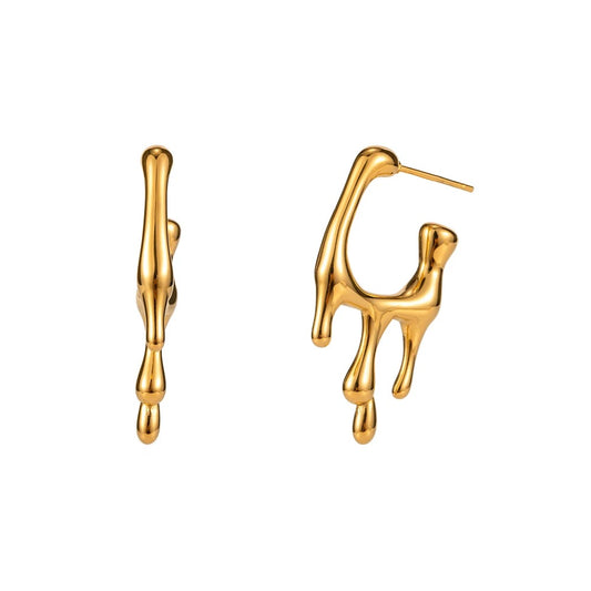Melting Drop Gold Earrings