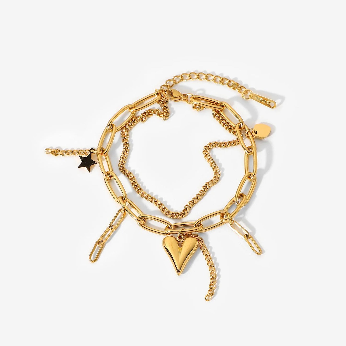 Dual Layer Heart Charm Bracelet