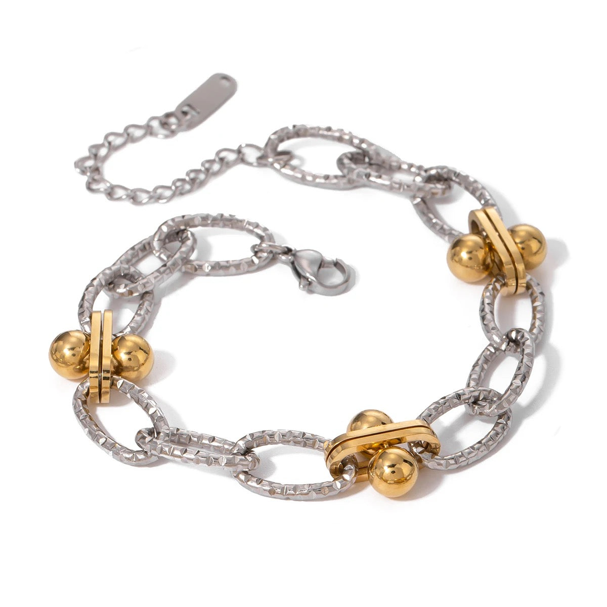 Silver and Gold Beat Bracelet