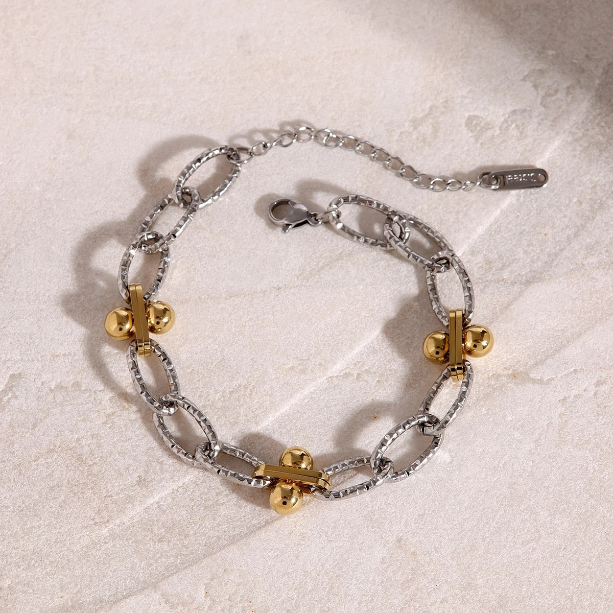 Silver and Gold Beat Bracelet