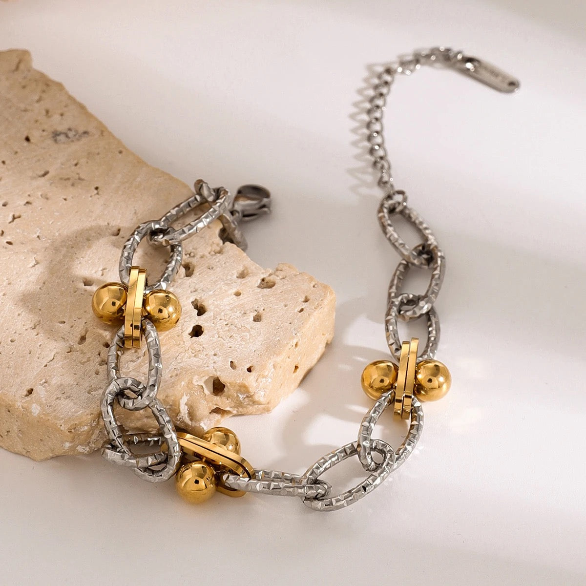 Silver and Gold Beat Bracelet