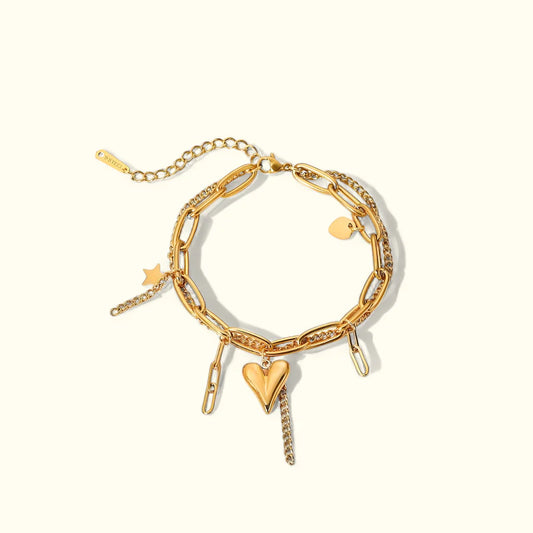Dual Layer  Heart Charm Bracelet