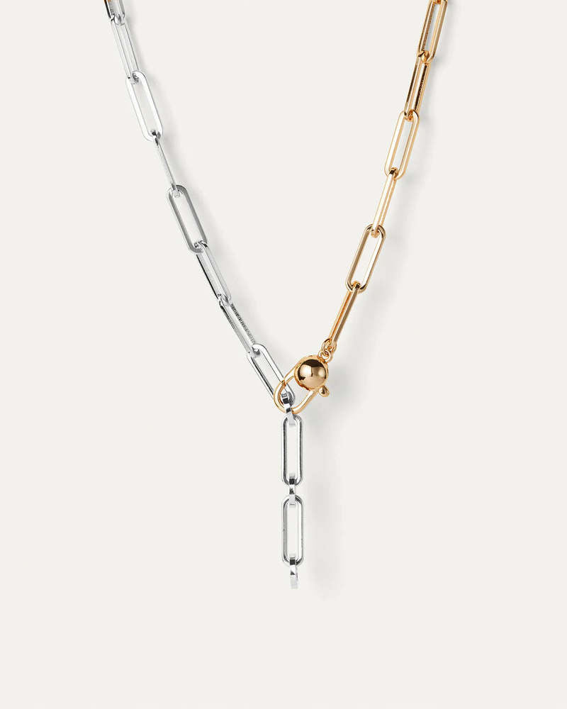 Dual Tone Paper Clip Chain Necklace