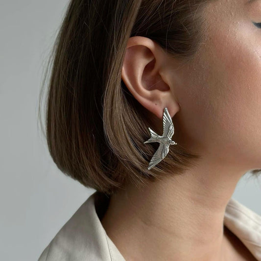 Skye Bird Earrings ( silver )