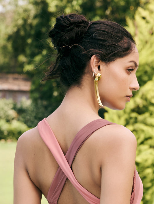 Oval Tassel Hanging chain Earring