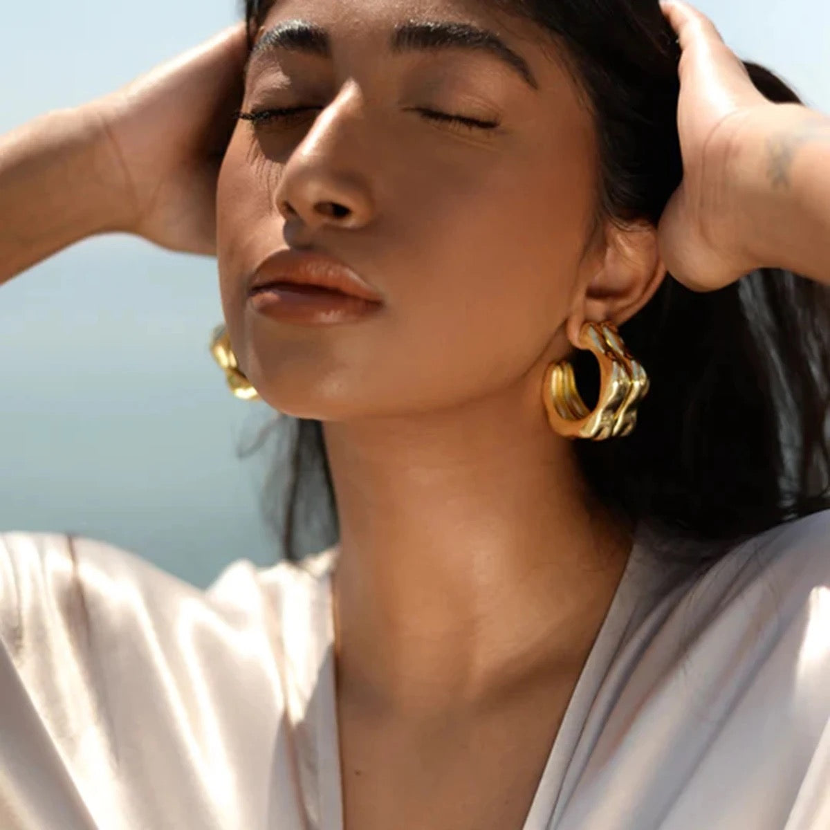 Wave Hoop Earrings