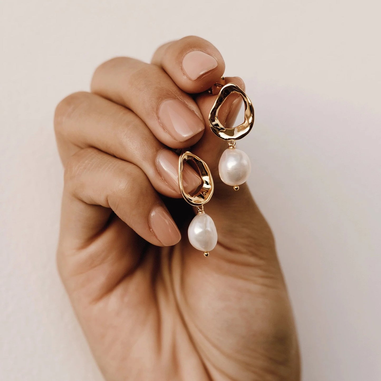 Water Pearl Gold Plated Earrings