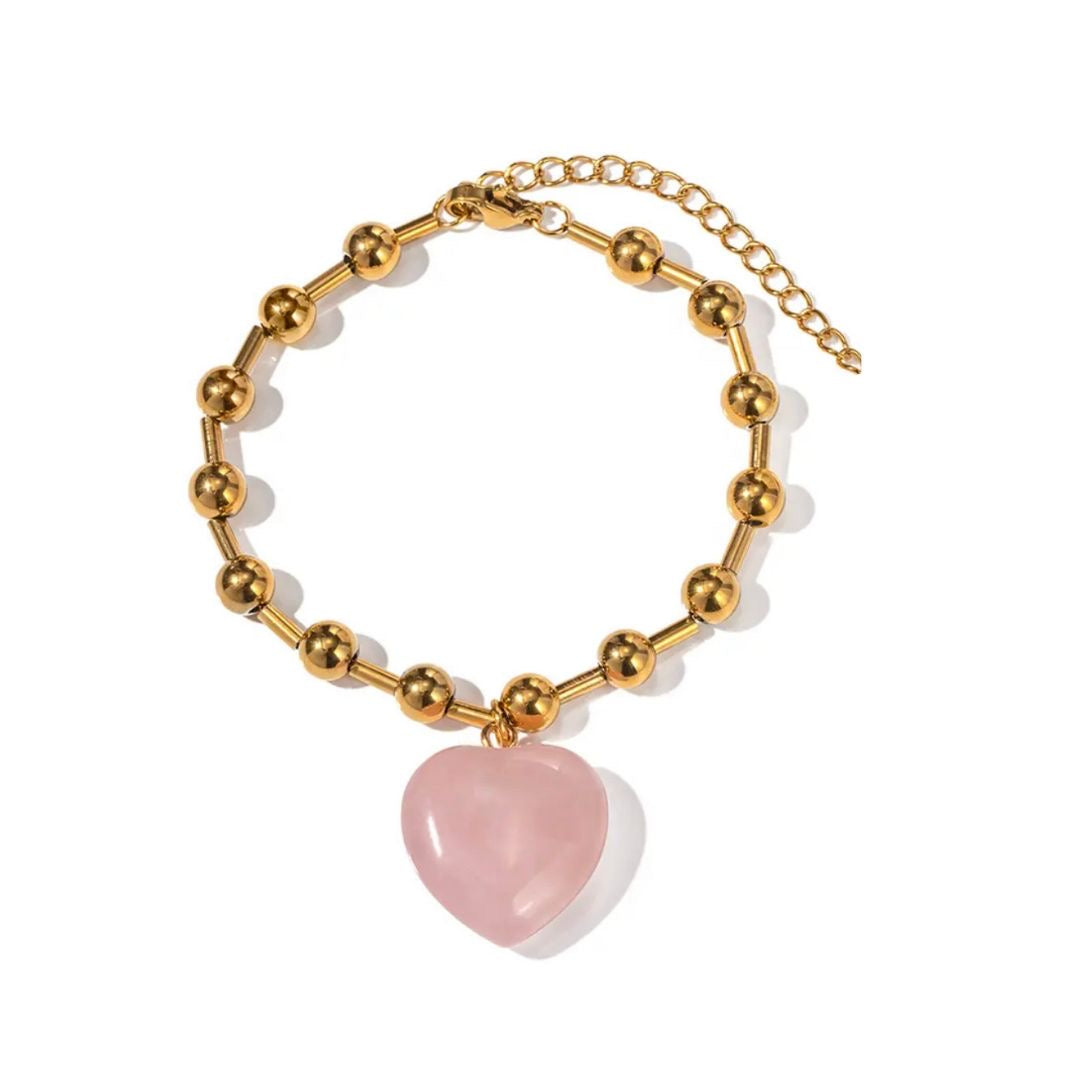 Resin Pink Transparent Heart Bracelet