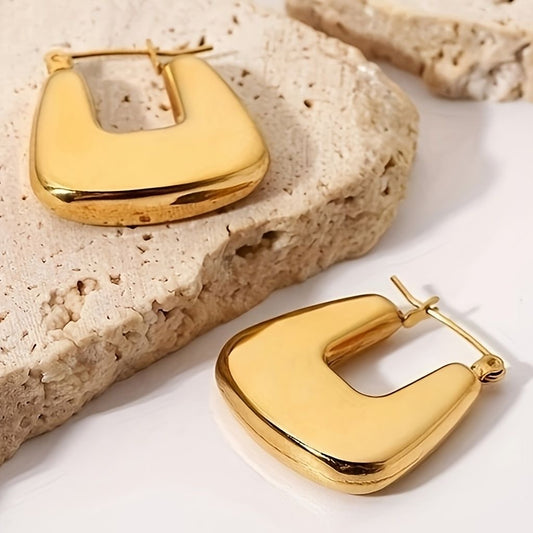 U Shape Gold Hoop Earrings