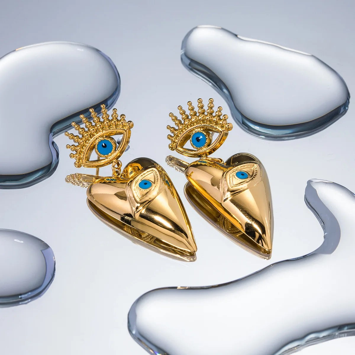 Evil Eye Heart Earrings