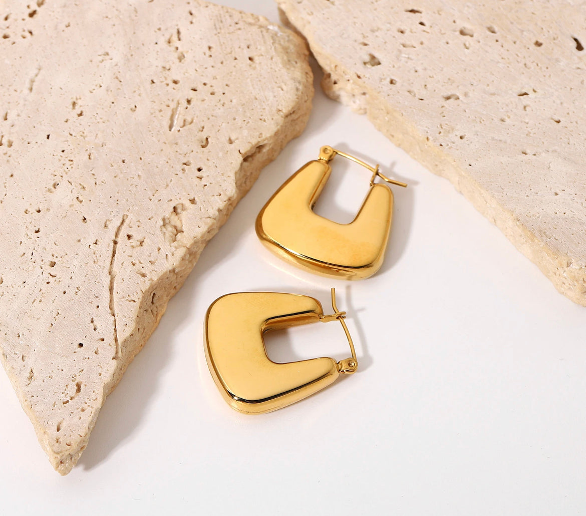 U Shape Gold Hoop Earrings