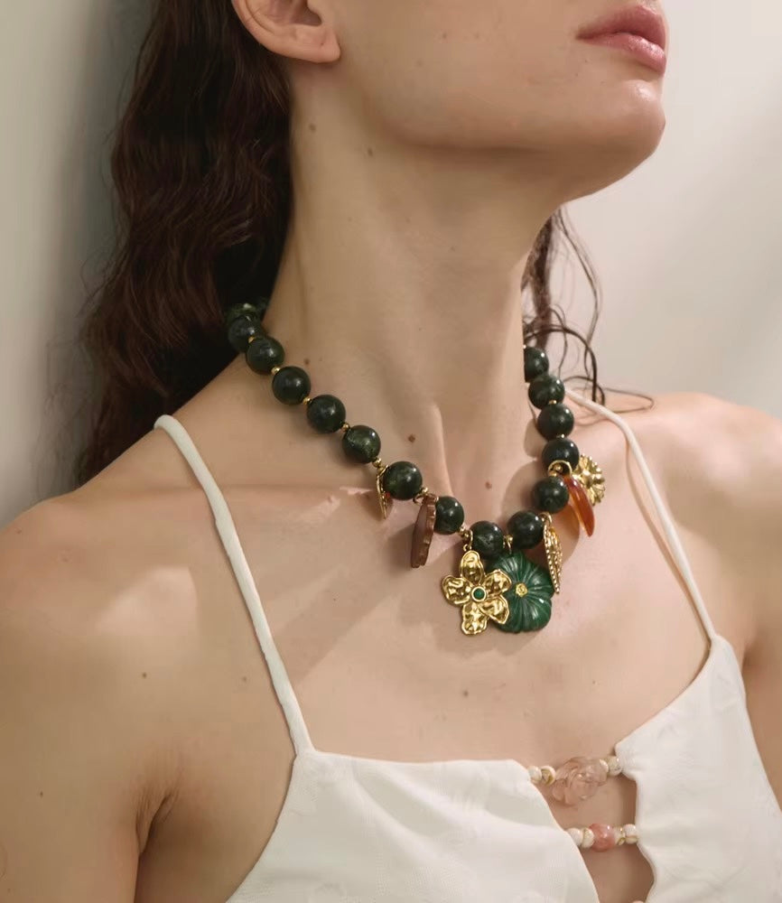 Green Forest Bloom Necklace