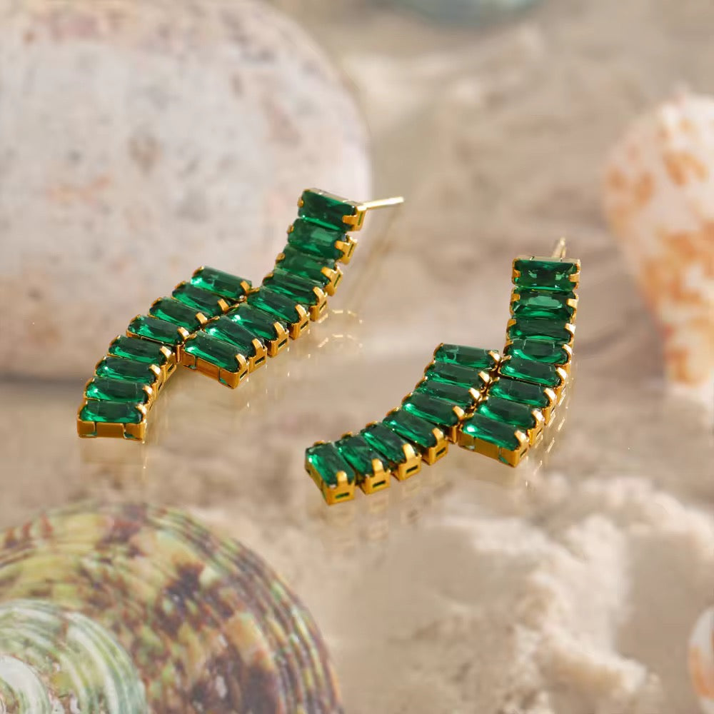 Green Bar Earrings