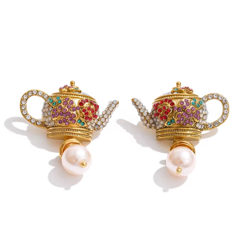 Pearl Teapot Earrings