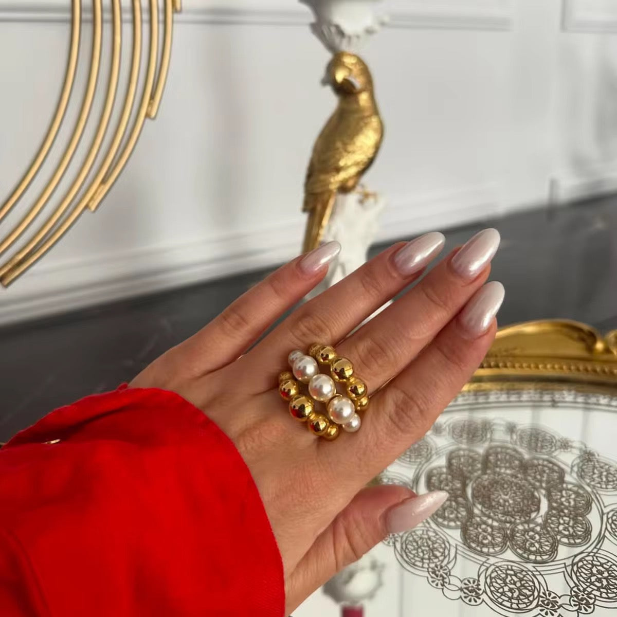 Pearl Ball Layered Ring