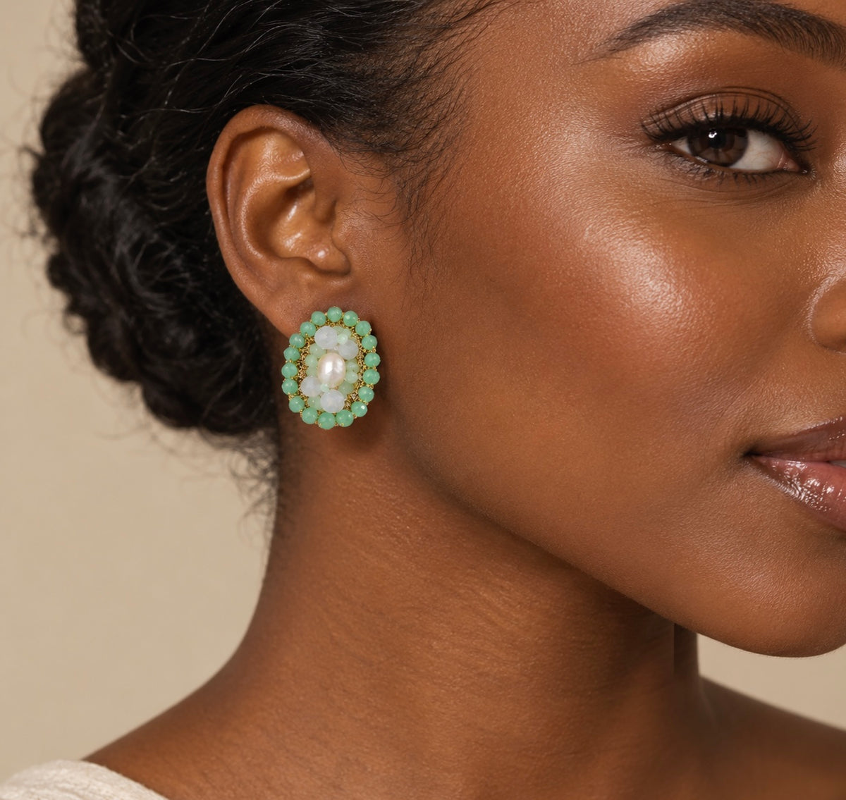 Mint Pearl Garden Earrings