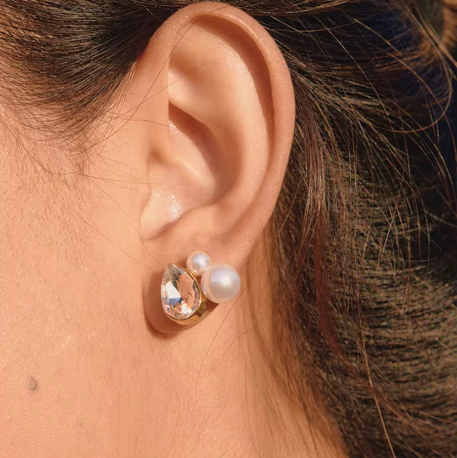 Crystal Dew Pearl Earrings