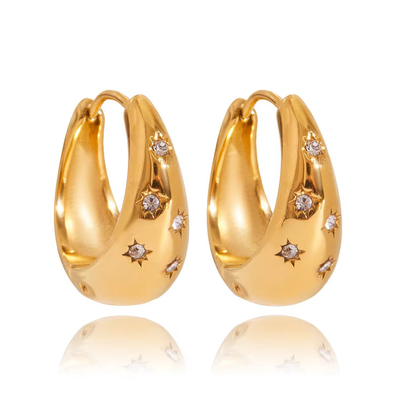 Louise Gold Rhinestone Hoop  Earring