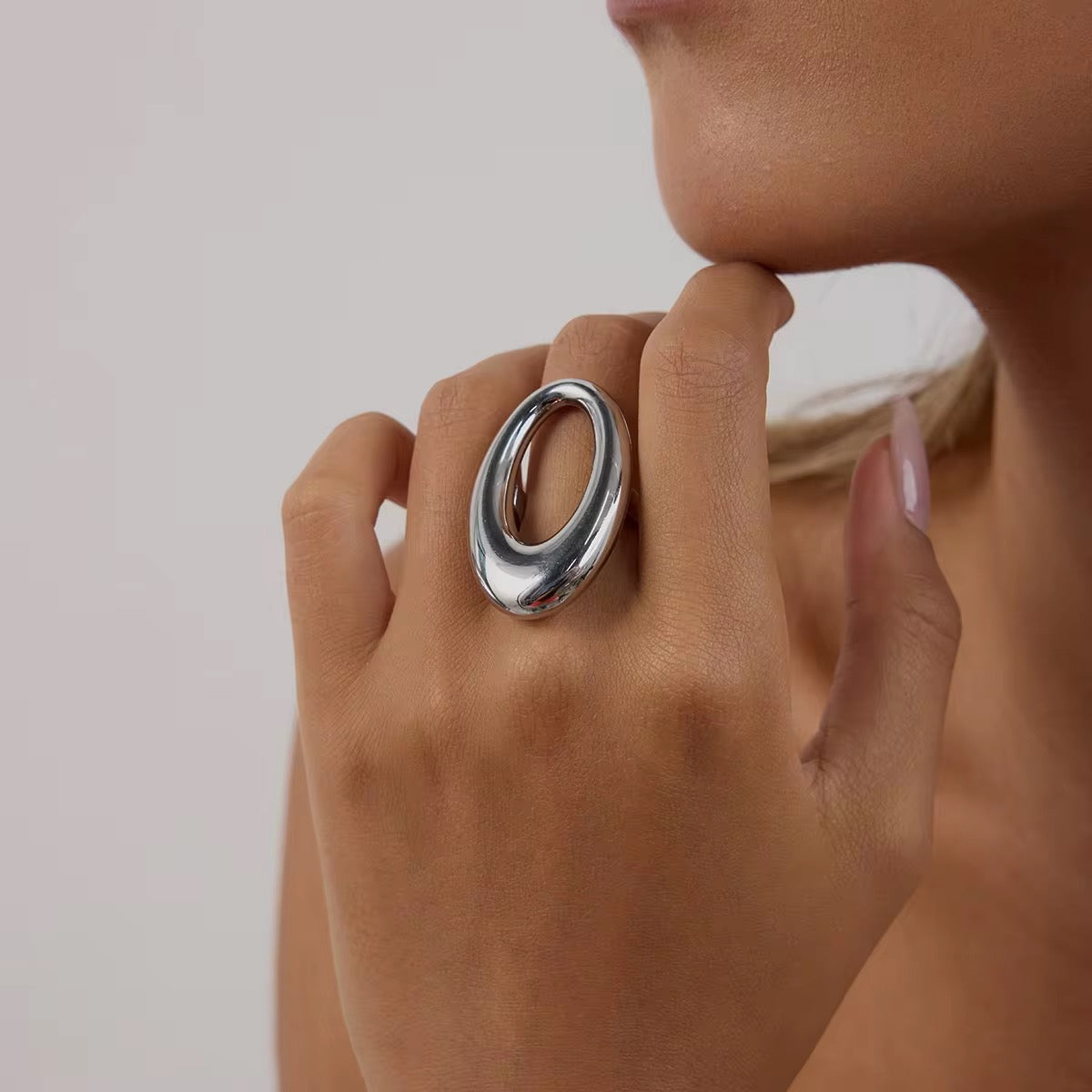 Oval Minimalist Silver  Ring