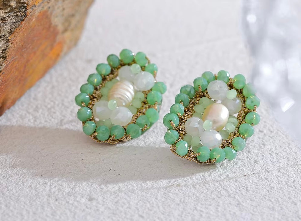Mint Pearl Garden Earrings