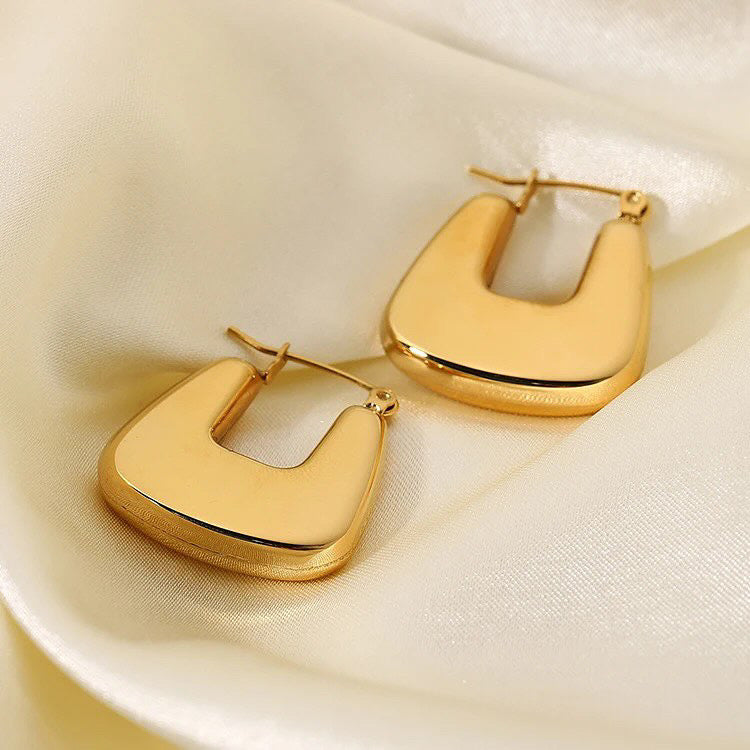 U Shape Gold Hoop Earrings