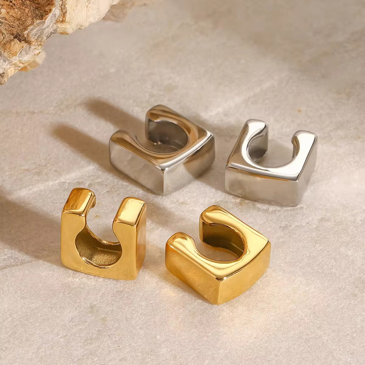 Block Ear Cuff Silver