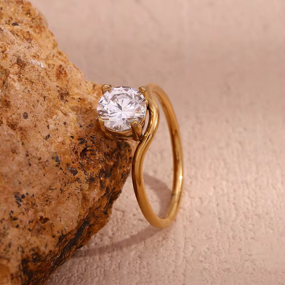 One Stone Adjustable Gold Ring