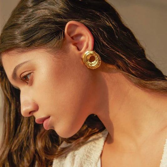 Hammered Textured Round Stud Earrings