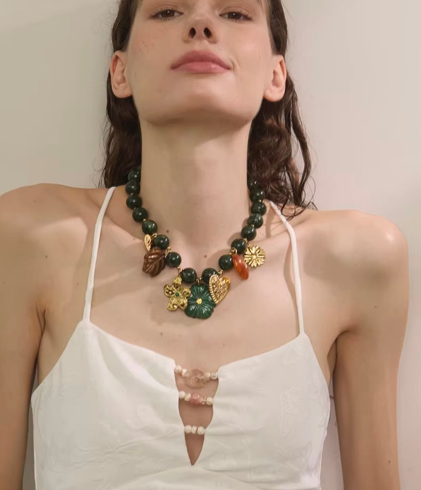 Green Forest Bloom Necklace
