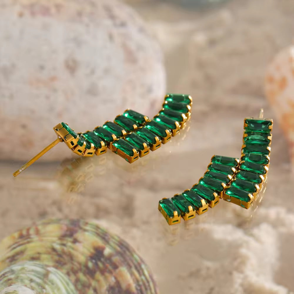Green Bar Earrings