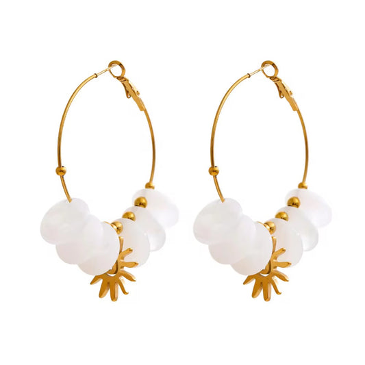 Ivory Bloom Hoops