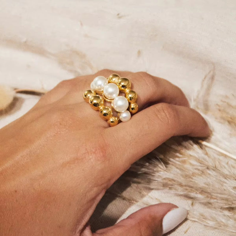 Pearl Ball Layered Ring