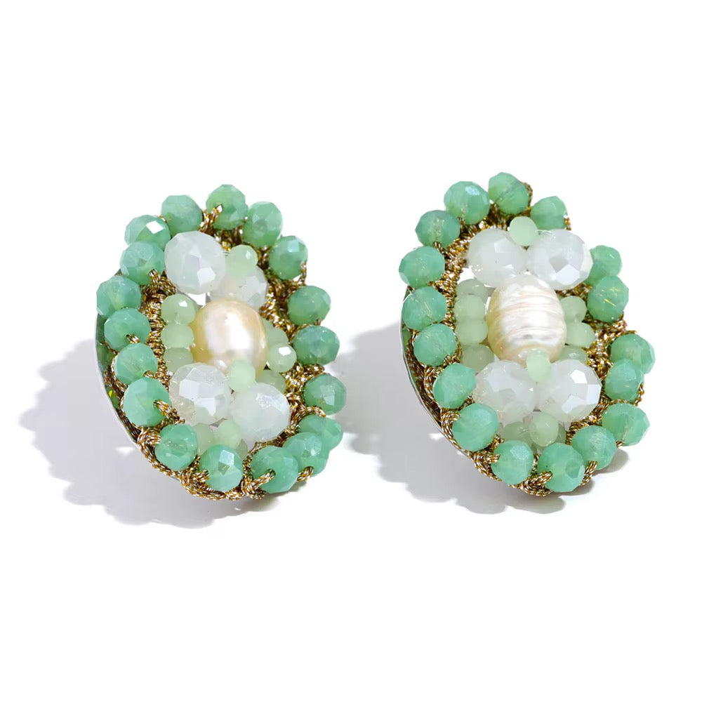 Mint Pearl Garden Earrings